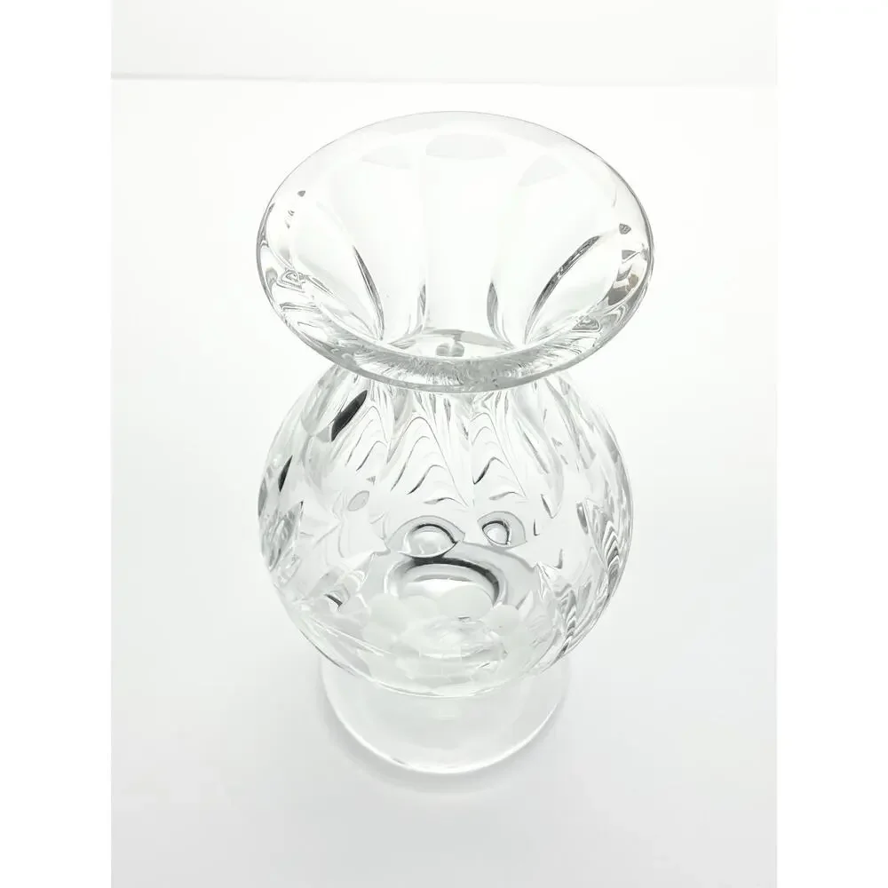 Vintage Nachtmann Footed Presentation Rose Flower Etched Vase 9.75” Bleikristall